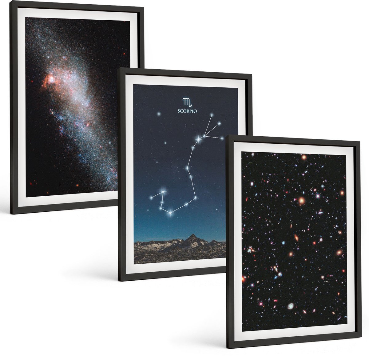 Tulup 4-Delige Schilderij Set - Kosmische landschappen van de sterrenstelsels en het sterrenbeeld Schorpioen - 40 x 60 cm - Muurdecoratie - Wanddecoratie - Slaapkamer - Moderne Wanddecoratie