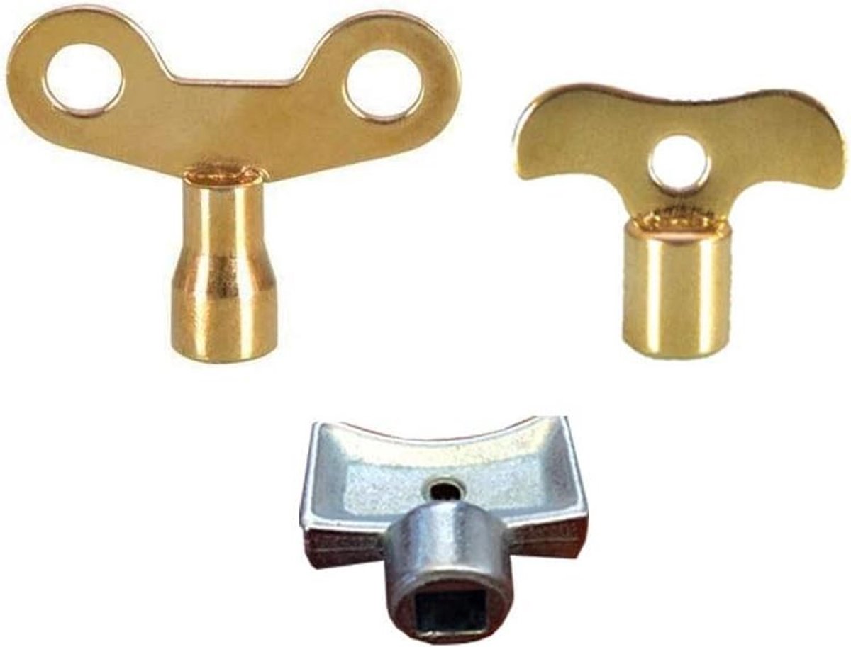 Buitenkraan sleutel - Goud - Set van 3 - Zinklegering met Messing Afwerking - Voor Radiatoren en Waterkranen