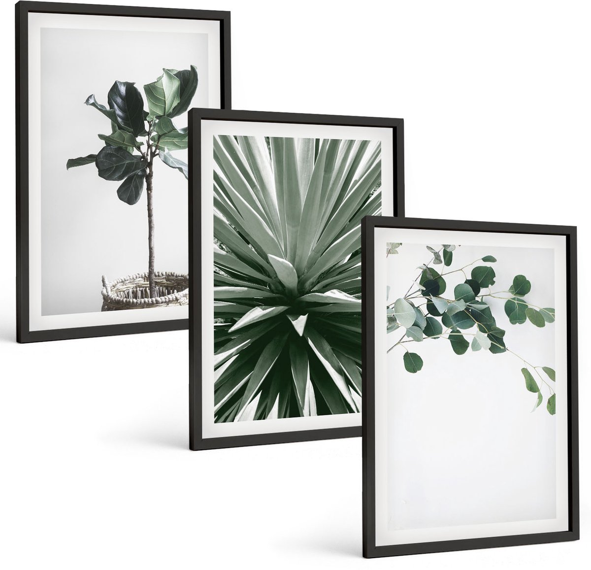 Tulup 4-Delige Schilderij Set - Groene planten in een minimalistische stijl - 40 x 60 cm - Wanddecoratie - Woonkamer Decoratie