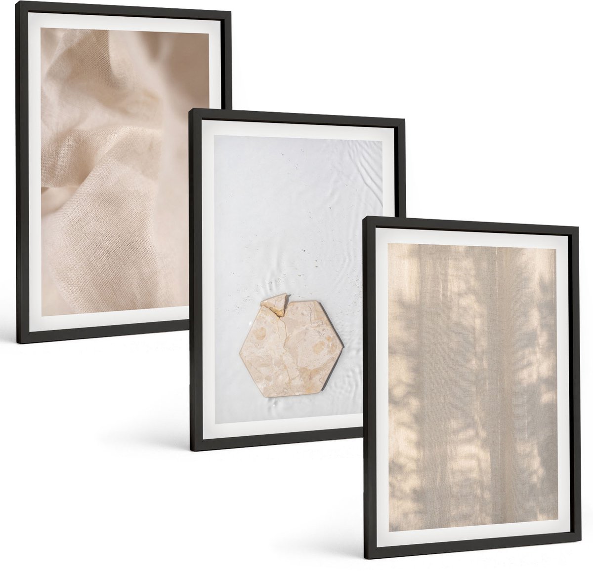 Tulup 4-Delige Schilderij Set - Subtiele texturen in een natuurlijke boho-stijl - 40 x 60 cm - Stijlvolle Muurdecoratie - Kantoor