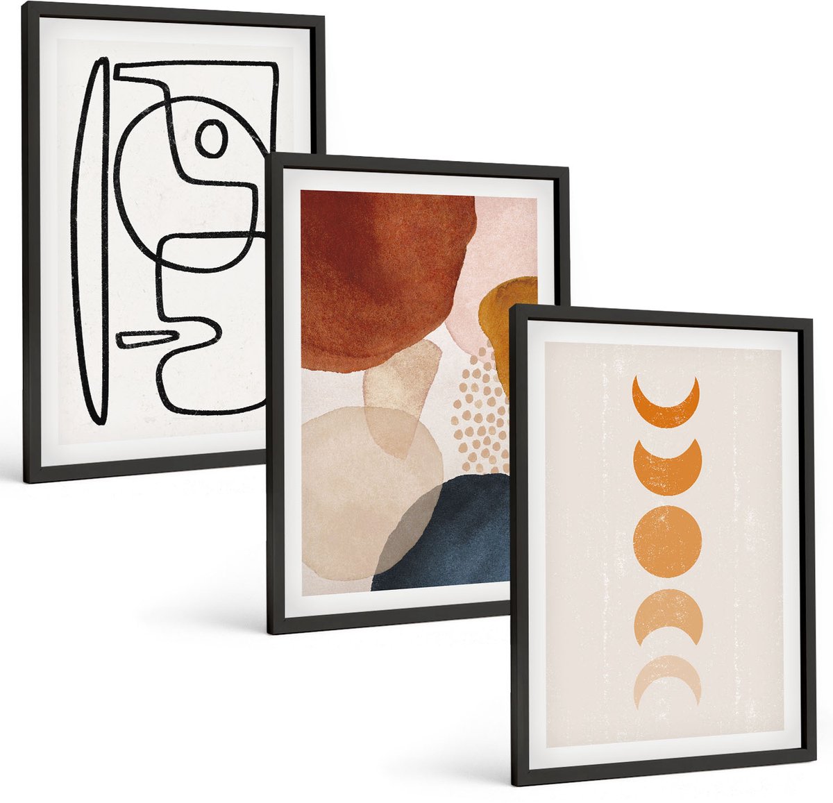 Tulup 4-Delige Schilderij Set - Abstracte vormen en kleuren, modieuze decoraties - 40 x 60 cm - Wanddecoratie - Moderne Interieurdecoratie - Muurdecoratie