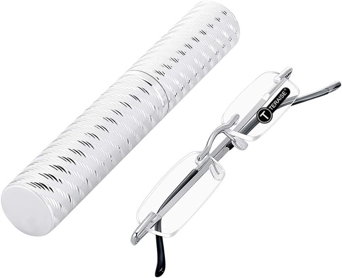 TERAISE Upgrade Lightweight Reading Glasses Frameless Readers clear lens for Men and Women w/ Pen Clip Tube Case… - ShopVlot