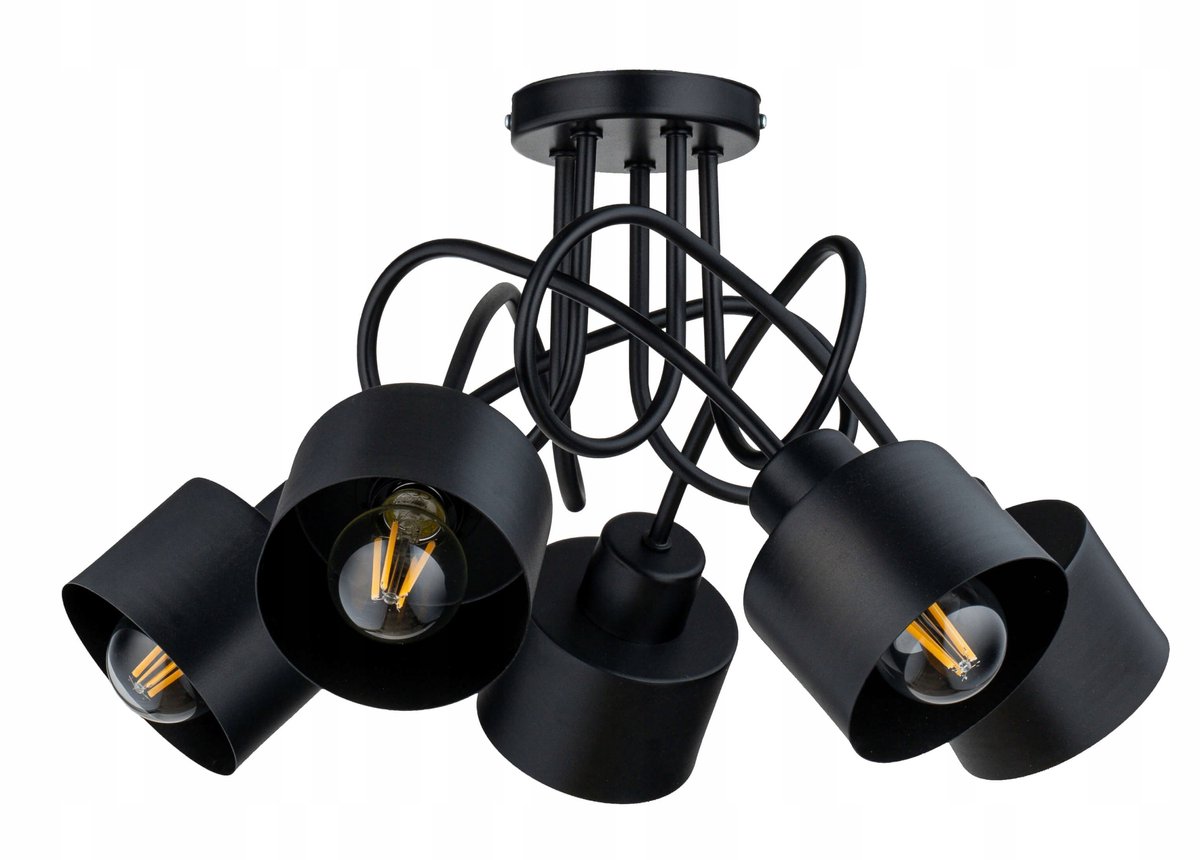Merkloze Hanglamp Metaal Zwart E27 5 lichtpunten Loft Stijl