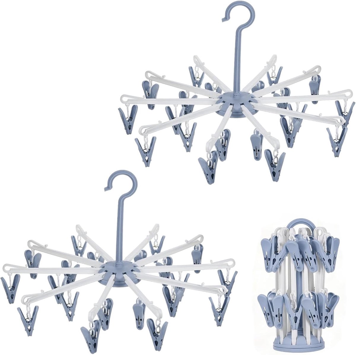 Pack of 2 favourite materials, foldable with 20 clips, 360 degree rotation, for clothes, scarves and towels, suitable - ShopVlot