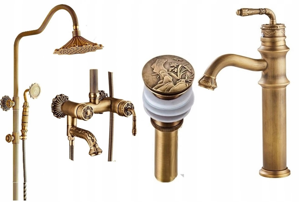 Retro Messing Douchekraan Set Old Master - Luxe Badkamer