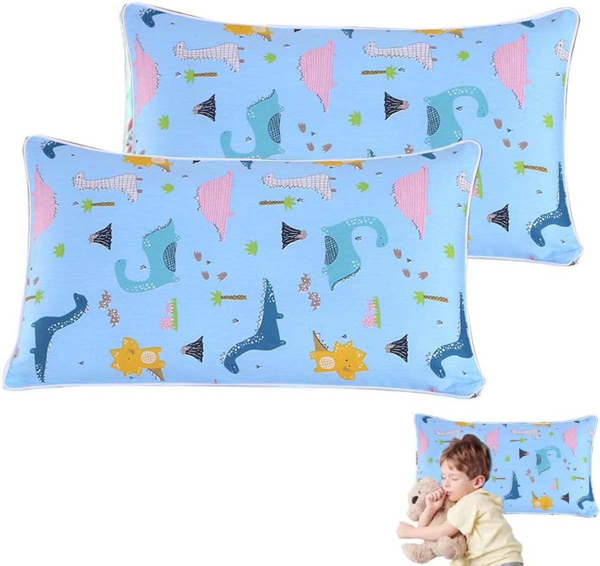 Baby Cushion Covers 100% Cotton with Hotel Closure Pillow Case for Pram and Cot (Dinosaur) - ShopVlot