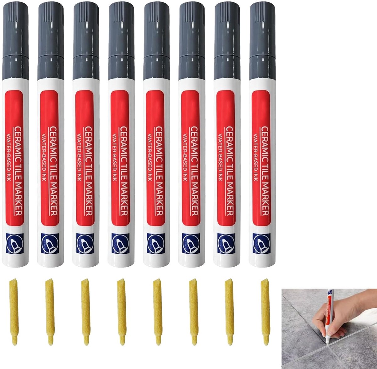8 stuks voegenstift, lichtgrijs, voegenreparatiestift, waterdichte voegenreparatiestift met voegenmortel-look - ShopVlot