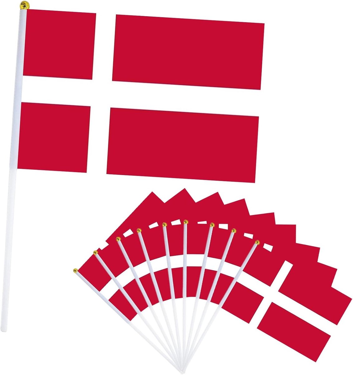 Mini Vlaggen - MiniFlag-Denemarken - 14 x 21 cm - Polyester - Voor Sport- en Evenementen