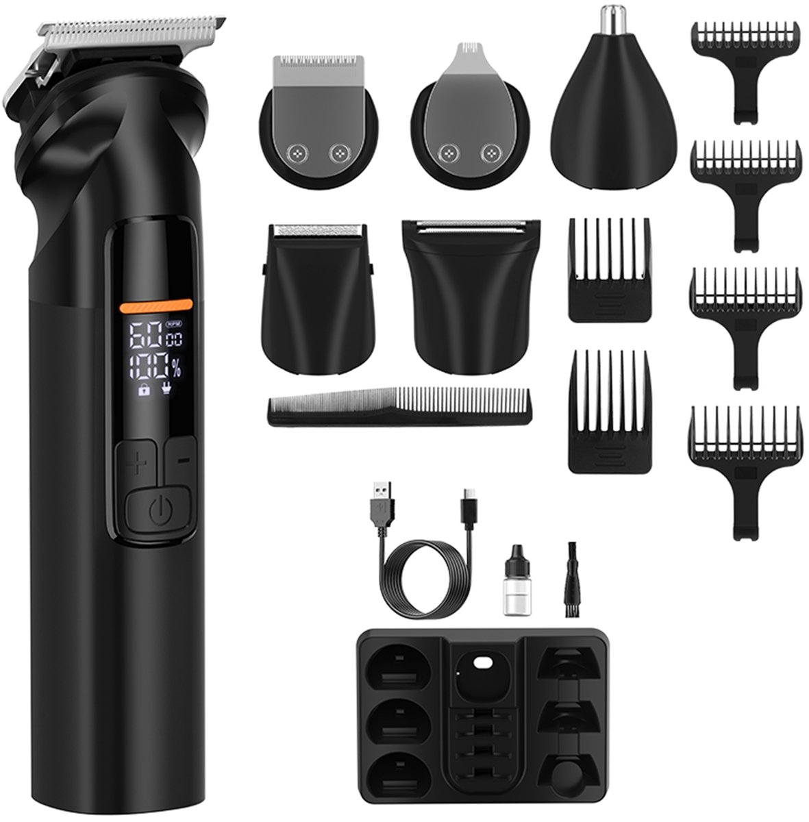 REDOM Tondeuse & Haartrimmer 6-in-1 - 15,8 cm - 3 snelheden - nauwkeurig haar knippen en trimmen - persoonlijke verzorging - T-vormig roestvrij staal