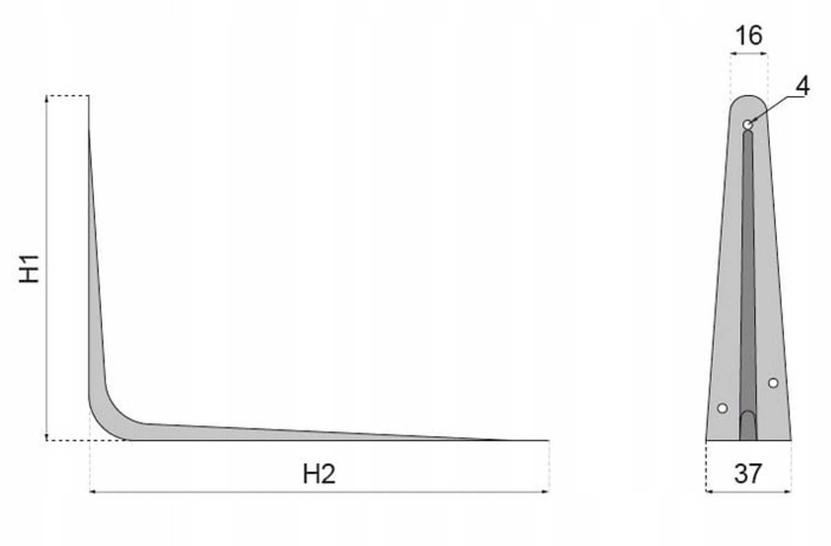 Zwarte Plankdragers 75x100 mm - Set van 4