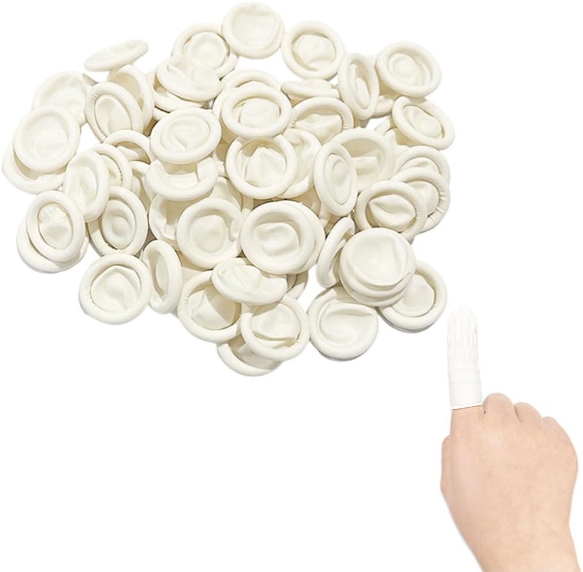 Pack of 50 Latex Fingers, Anti-static and Waterproof for Finger Protection, Crafts, Finger Care (White) - ShopVlot