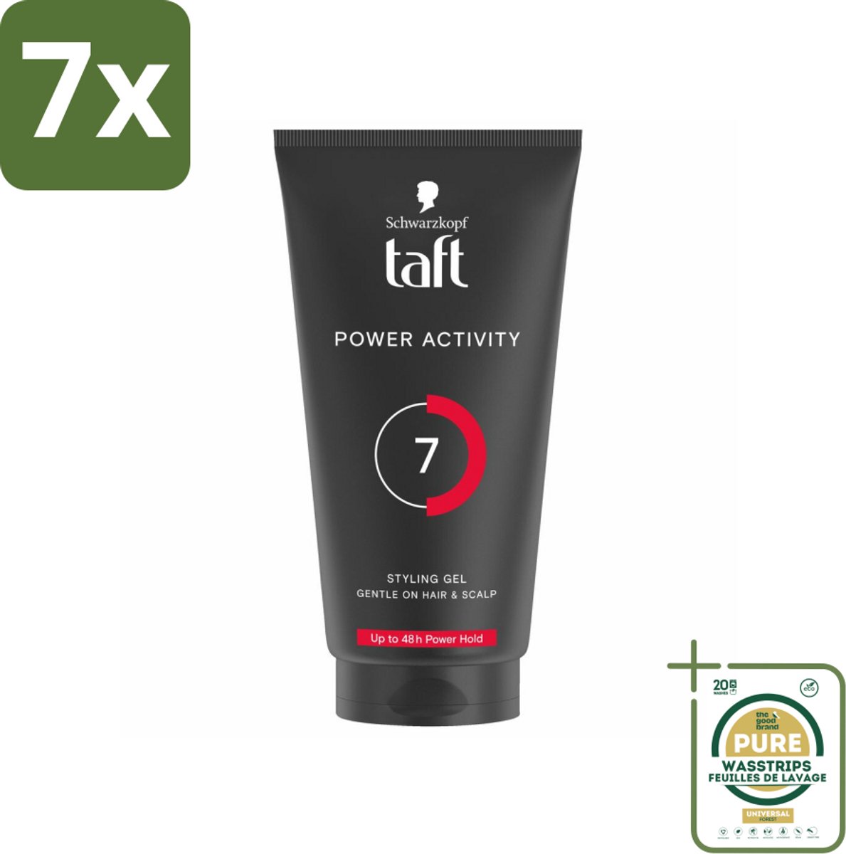 7 x Taft - Power Activity 7 - Styling Gel - Energieke styling - 150 ml - Grootverpakking - Styling Gel - Sweat-proof Gel - Actieve Styling - Sterke Hold - Vegan Styling Gel