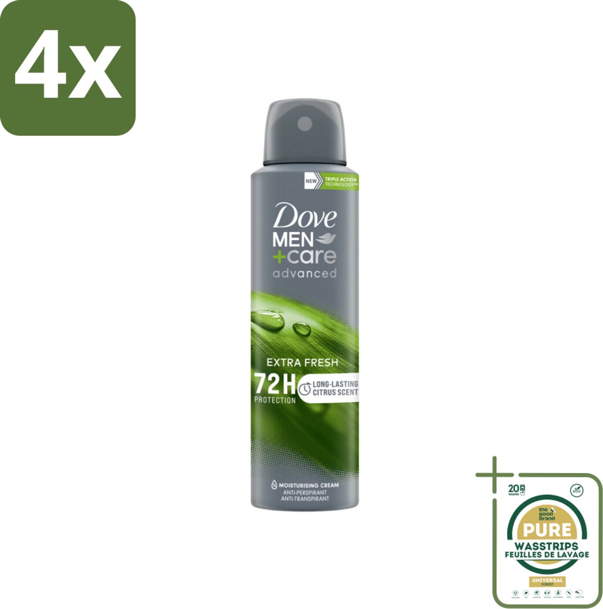 Dove Men+Care Deodorant Spray - Extra Fresh - 150 ml - Voordeelverpakking - 4 stuks - Deodorant spray - Langdurige bescherming