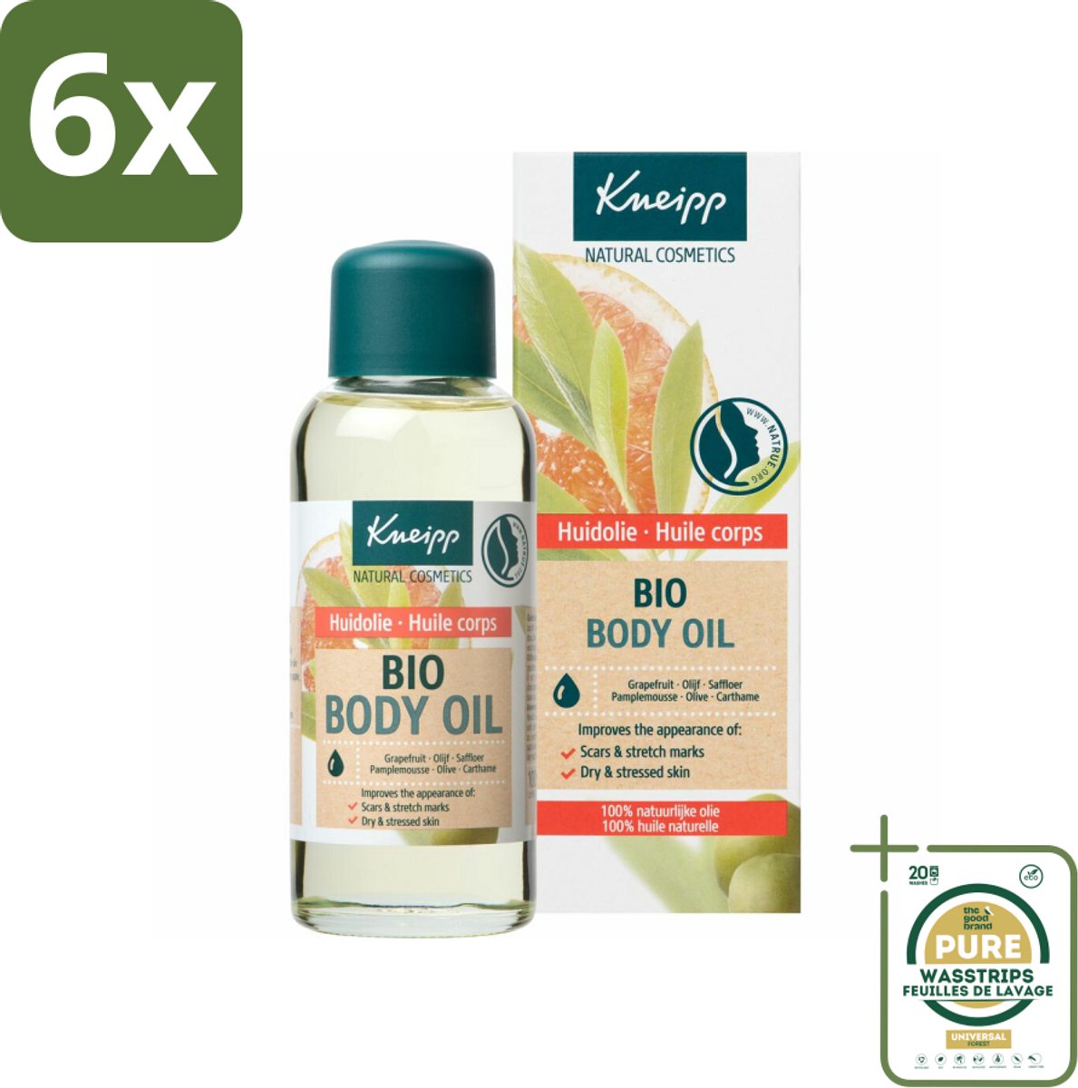 Kneipp - Huidolie - Bio - Voor striae & littekens - 100 ml - Voordeelverpakking - 6 stuks - Littekens - Droge huid