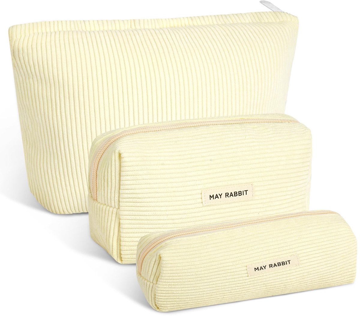 Make-uptas voor vrouwen - corduroy - 3 stuks - multifunctioneel en compact voor op reis - ShopVlot
