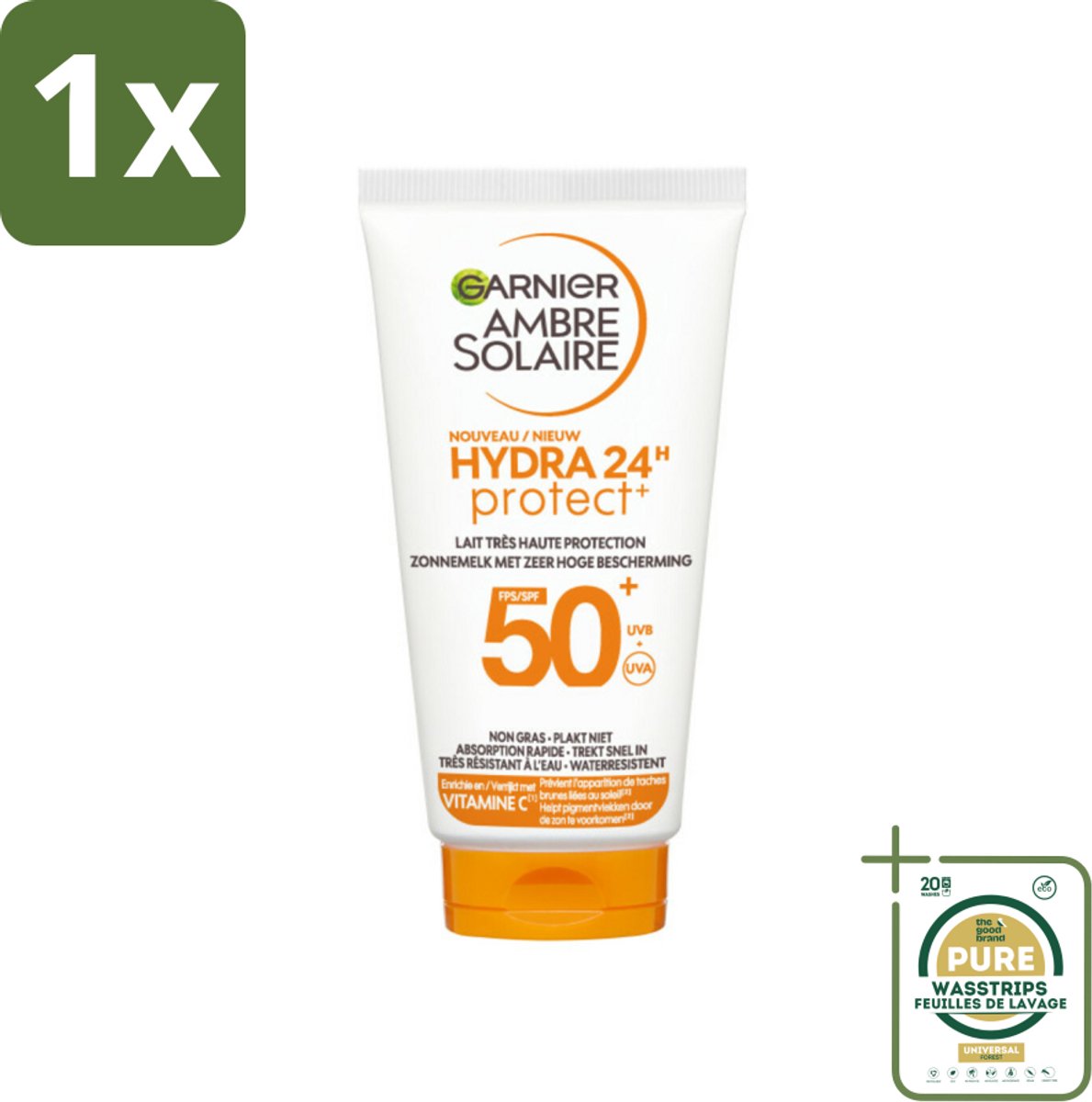 1 x Garnier - Ambre Solaire - Zonnebrandcrème - Hydra 24H Protect - SPF 50+ - Reisformaat - 50 ml- Zonbescherming - Zonnebrandcrème - SPF 50+ - Reisformaat - Hydratatie