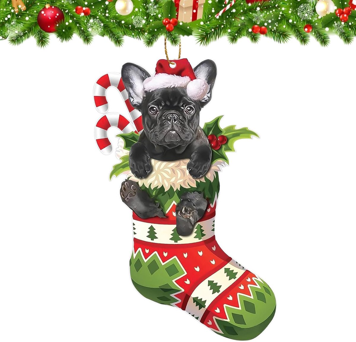 Dog Christmas Tree Decorations for Hanging, 2D Acrylic Christmas Decoration, Christmas Decorations for Funny Dogs - ShopVlot