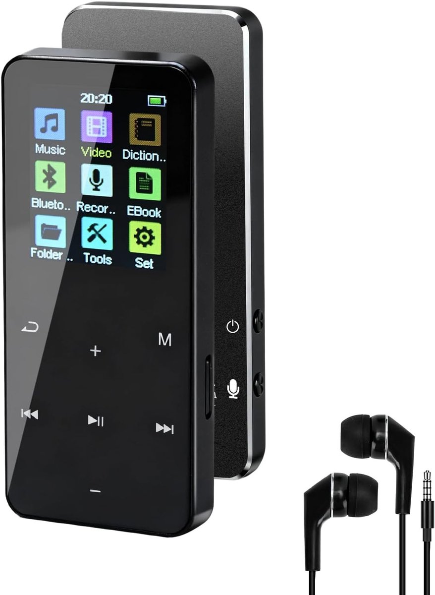 MP3 Speler met Bluetooth - Zwart - 1,8 inch - Met 72GB Opslag en HiFi Geluidskwaliteit - Voor Muziek en Video