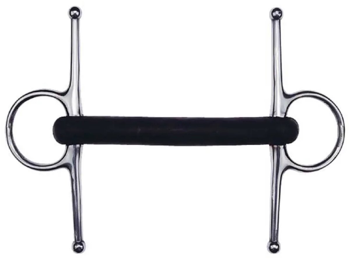 Feeling Stijve Rechte Dikke Full Cheek Rubberen Trens Zilver 13.5 cm