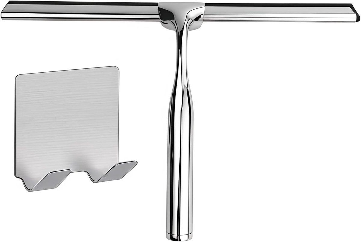 Uitschuifbare douchewisser - RVS - 26 x 16 cm - Roestvrijstalen glaswisser met ergonomische handgreep - Voor badkamer en ramen