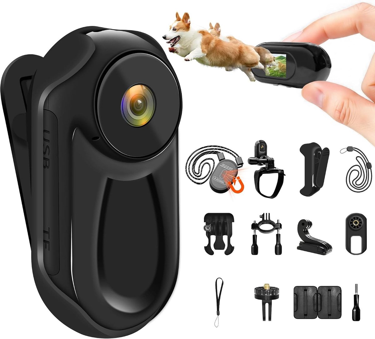 Mini Actie Camera - Zwart - Compact - 1080P Bodycam met Handsfree Montage - Voor Avontuurlijke Activiteiten