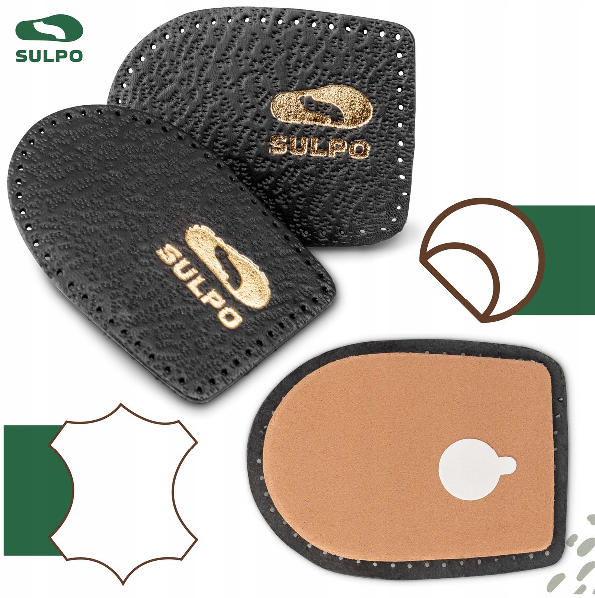 Synthetische Kurk & Pecari Leren Inlegzolen - 1,5 cm Verhoging - Maat M