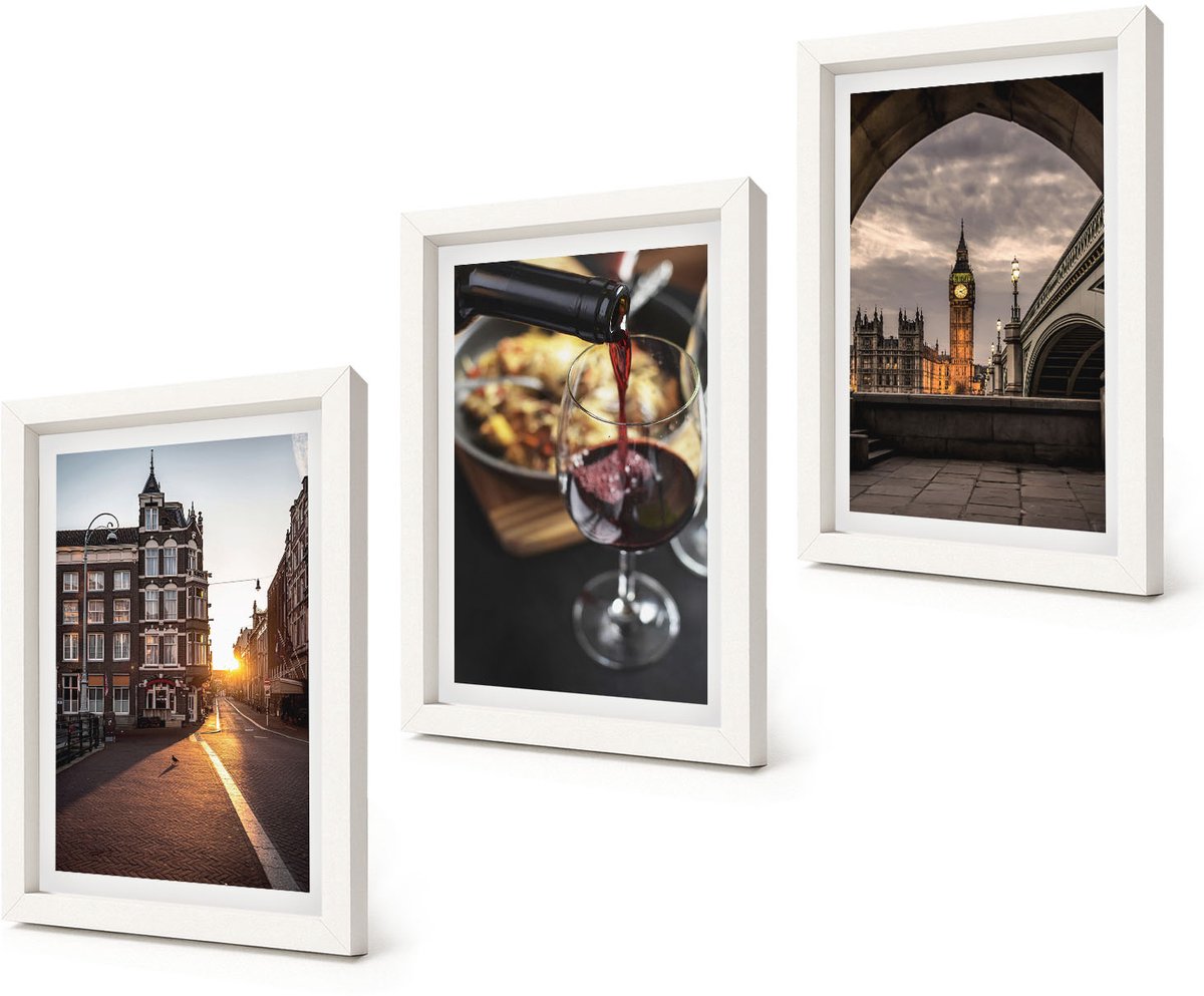 Coloray 3-Delige Schilderij Set - Een serie foto's met stadseten en een uitzicht op Londen. - 20x30 - Wanddecoratie - Muurdecoratie - Moderne Interieurdecoratie