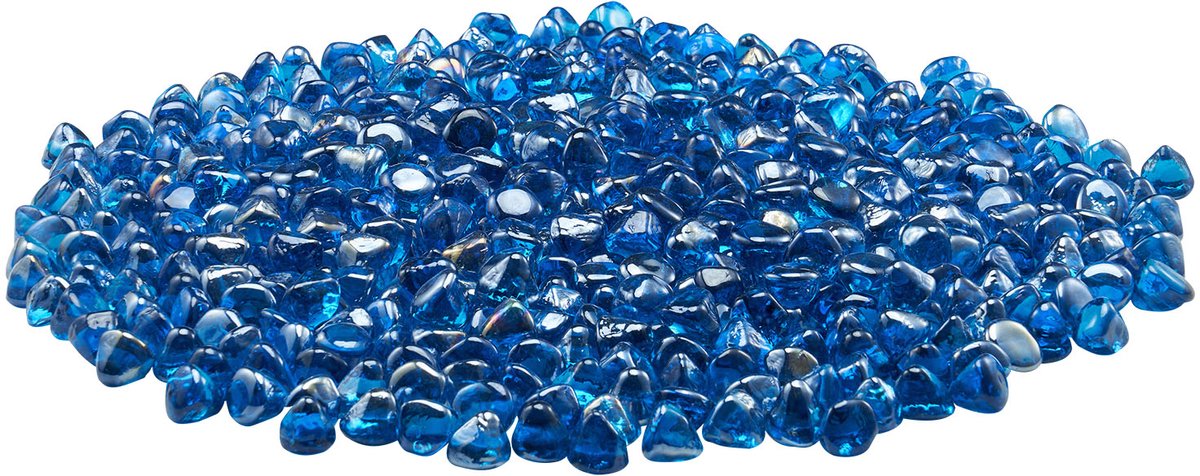 Hittebestendige Glasstenen, 9 Kg Reflecterende Glasparels van 25,4 mm, Geschikt voor Vuurkorven, Haardglas en Decoratieve Toepassingen, Caribisch Blauw