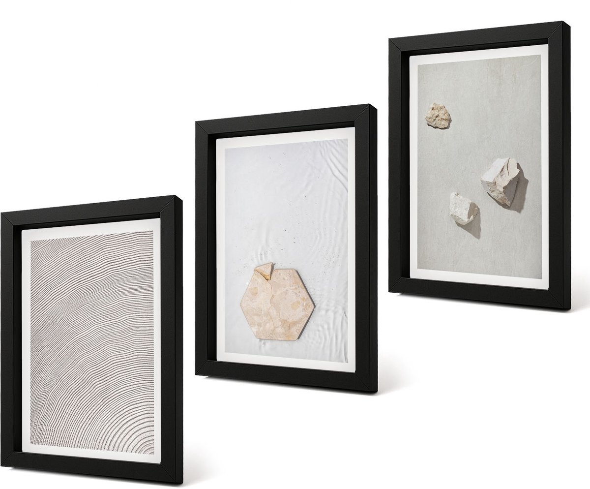 Coloray 4-Delige Schilderij Set - Lichte texturen op zand, delicate boho-stijl - 20 x 30 cm - Decoratieve Schilderijen - Woonkamer - Interieur - Interieur Decoratie