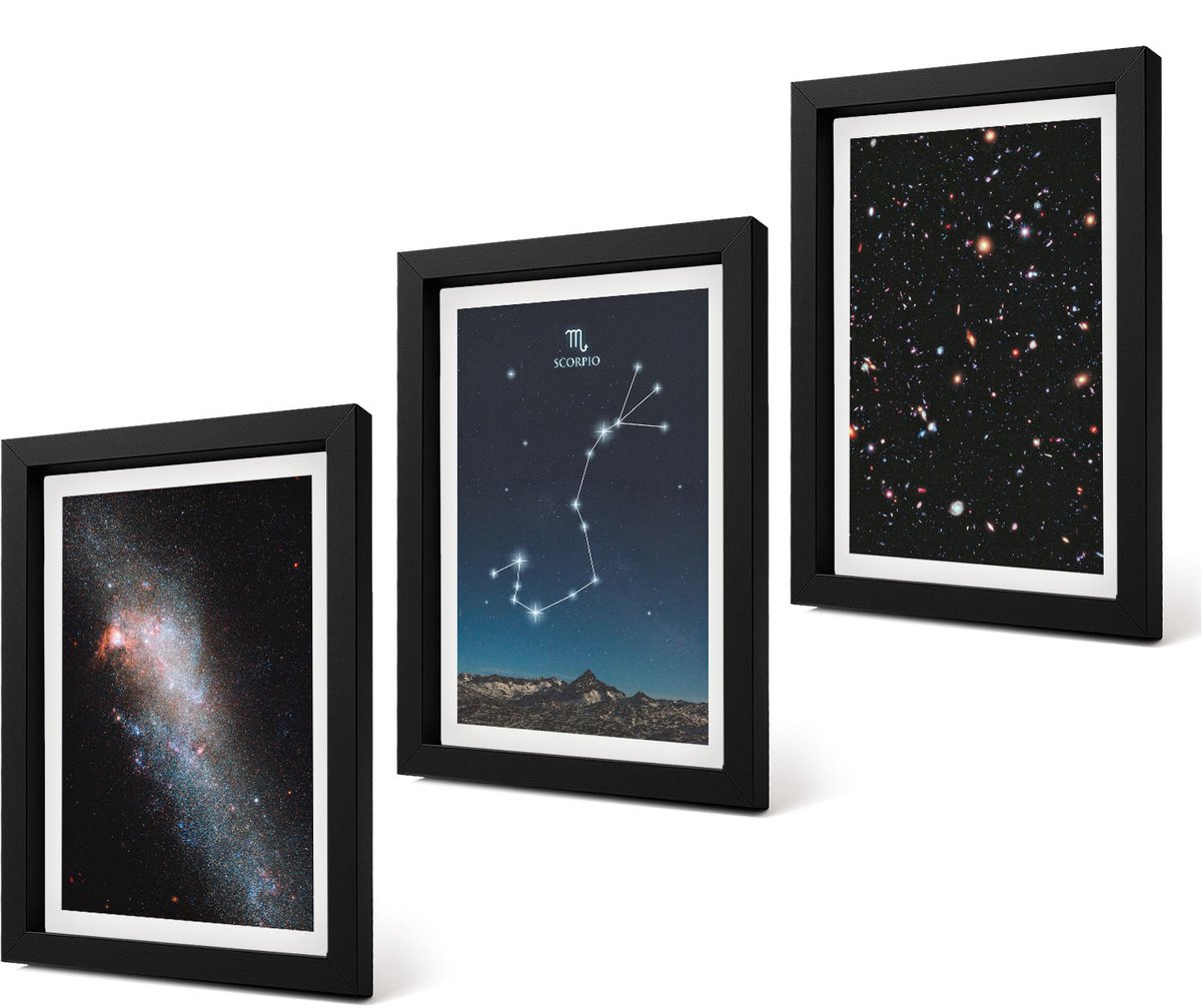 Coloray 4-Delige Schilderij Set - Kosmische landschappen van de sterrenstelsels en het sterrenbeeld Schorpioen - 20 x 30 cm - Schilderijen Set - Wanddecoratie - Woonkamer - Moderne Wanddecoratie
