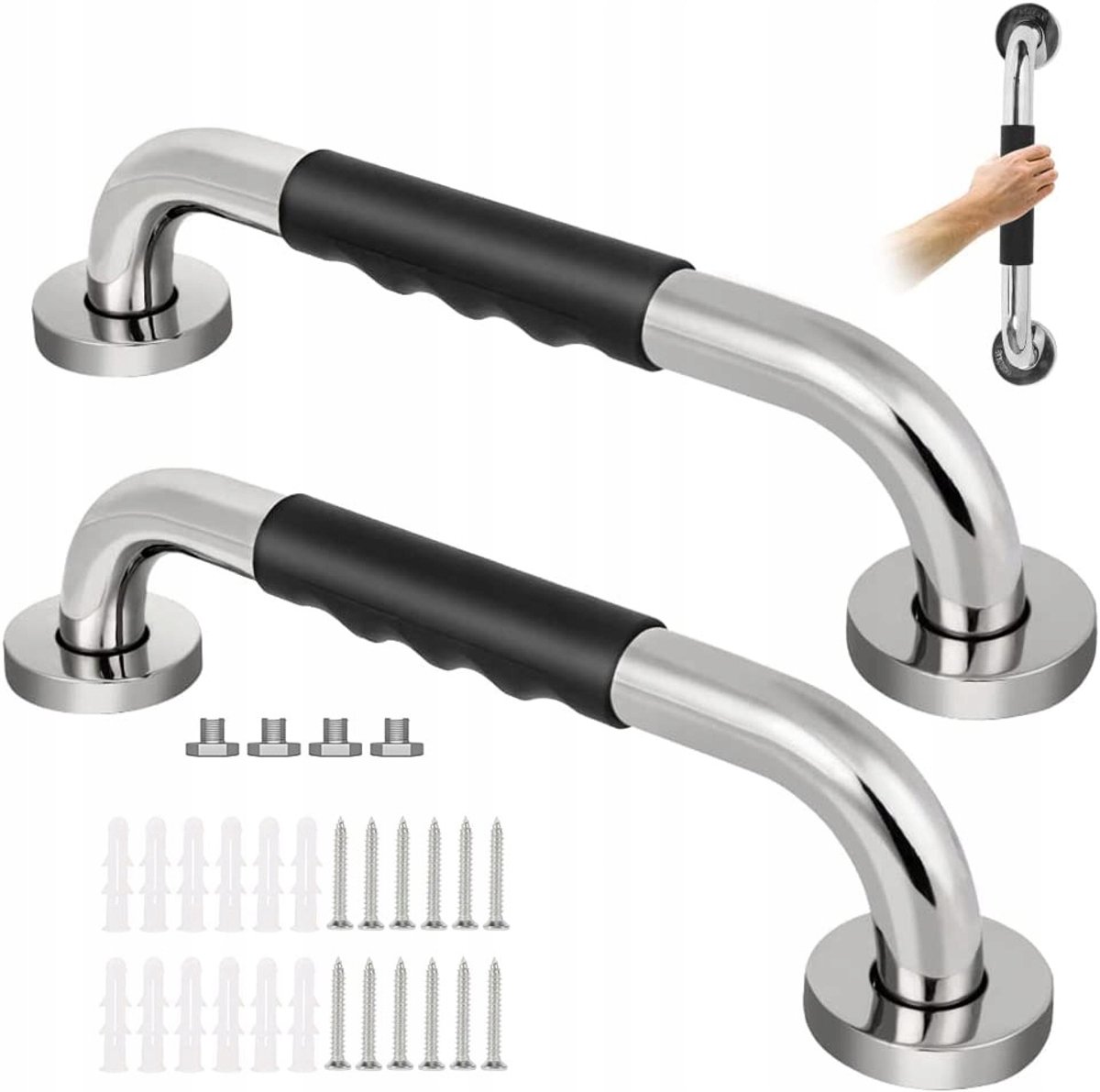 2x RVS Antislip Douchegreep - Wandmontage - 33,5 cm