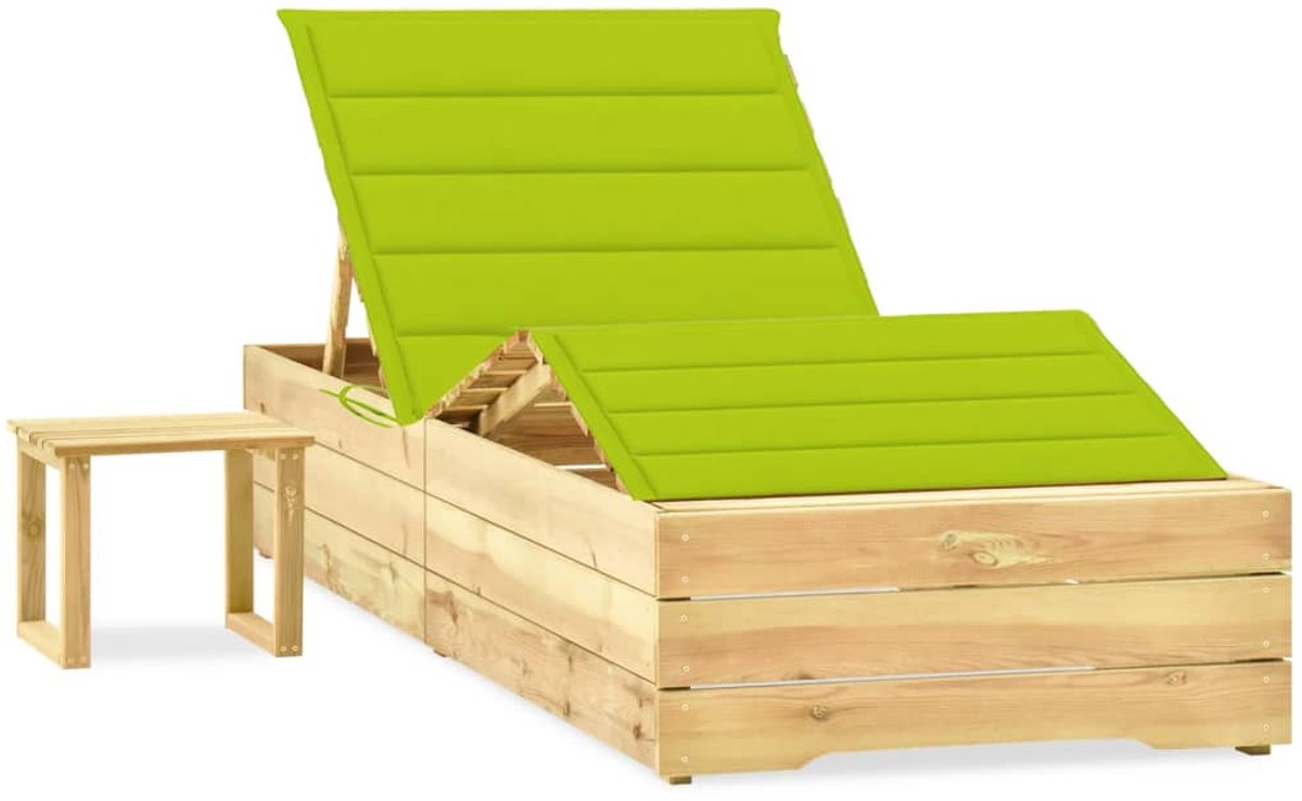 Merkloze Houten Loungestoel met Tafel en Kussen voor Tuin en Terras