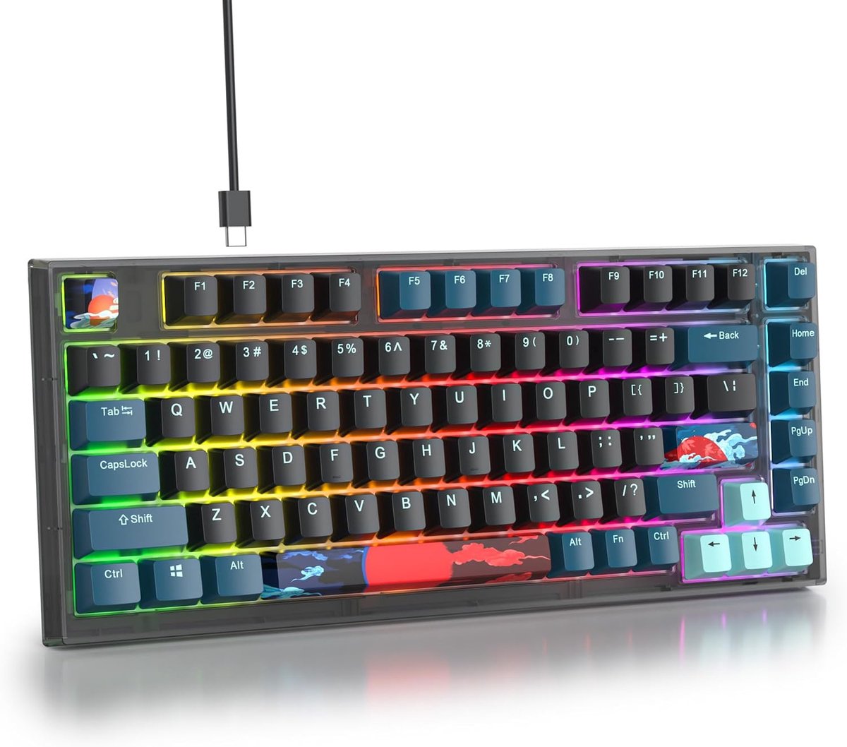 SOLIDEE Mechanical Gaming Keyboard, Wired, 75% Hot-Swappable, Gasket RGB Backlit, TKL 82 Keys PBT, Compact NKRO - ShopVlot