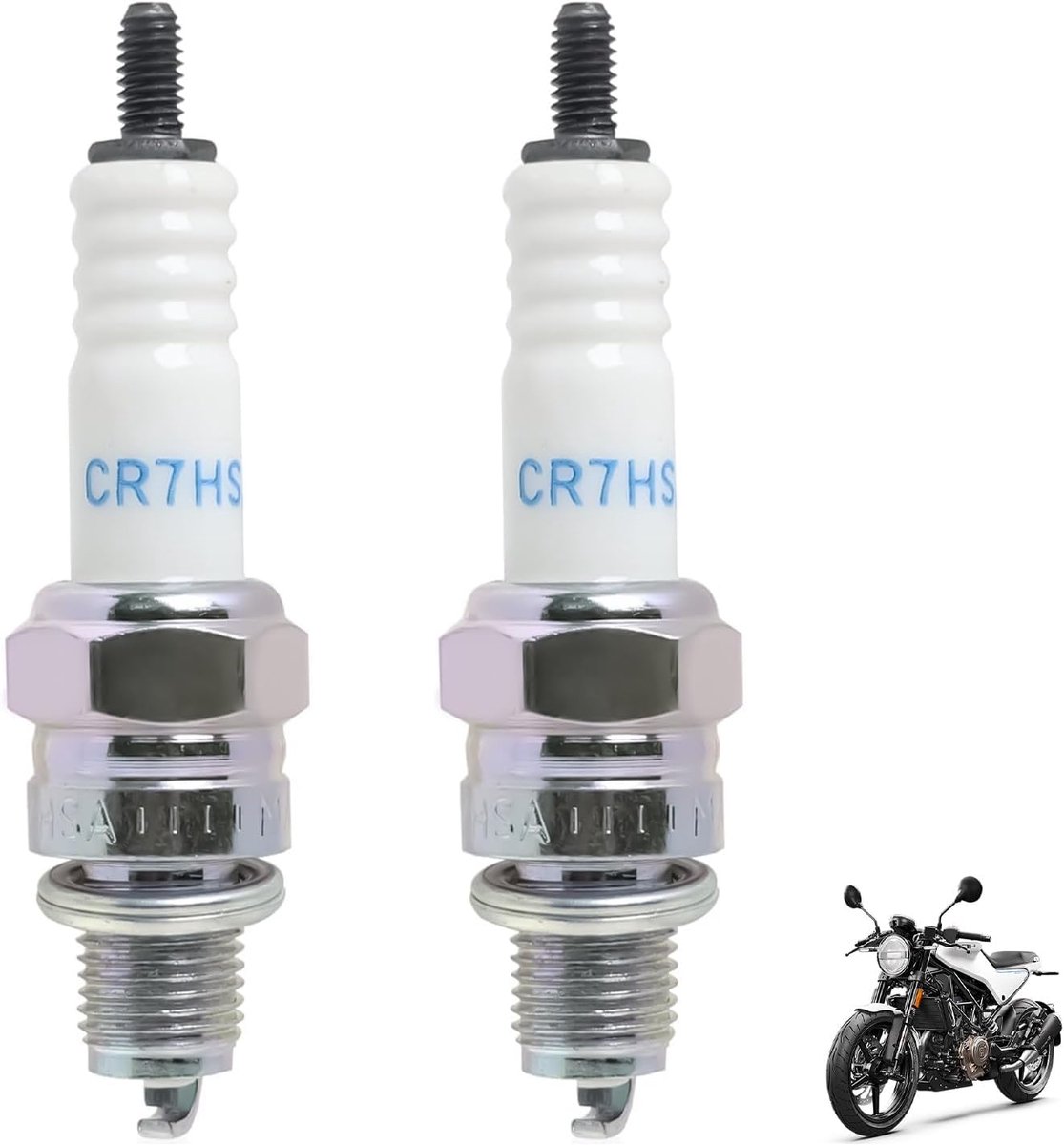 2 Spark Plug NGK CR7HSA, Spark Plug Ignition, Anti-Parasites Ø10mm Thread 12.7mm for Motorcycle Scooter Mobylette Quad - ShopVlot