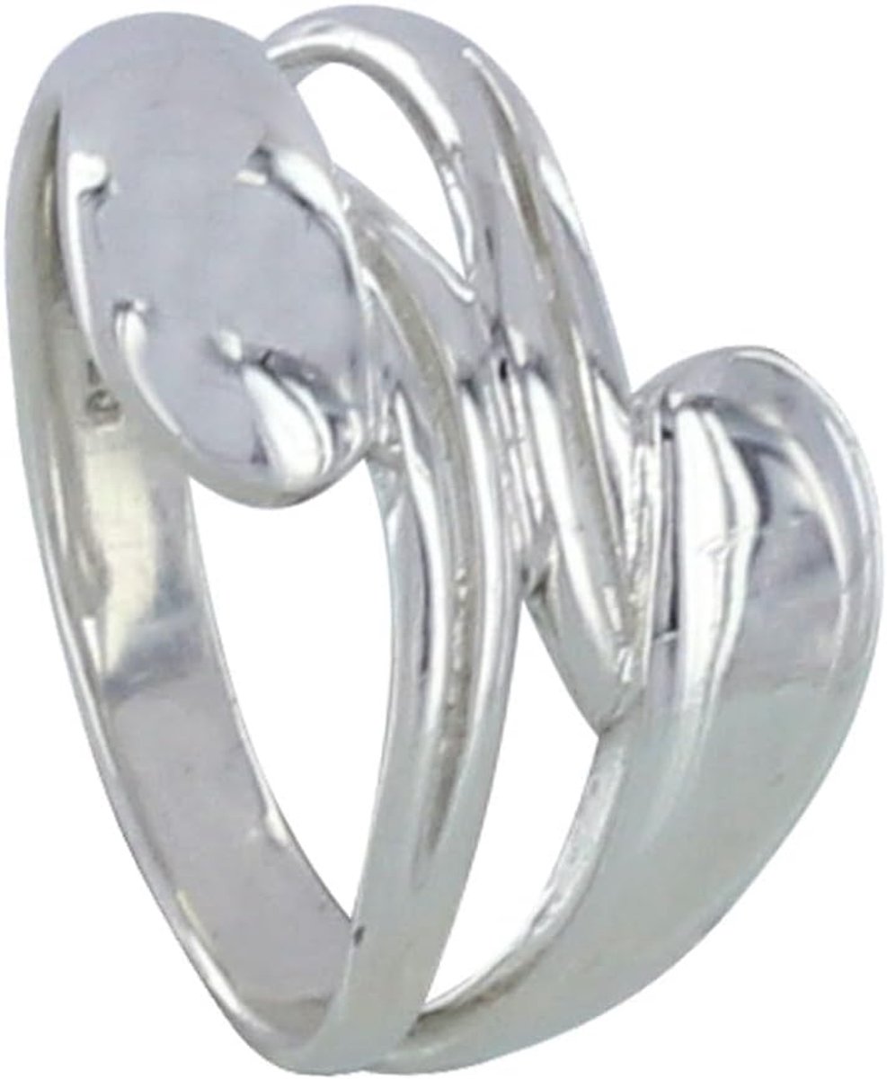 LES POULETTES BIJOUX Double silver ring with drops and leaves, size 22 (19.7 mm) - ShopVlot