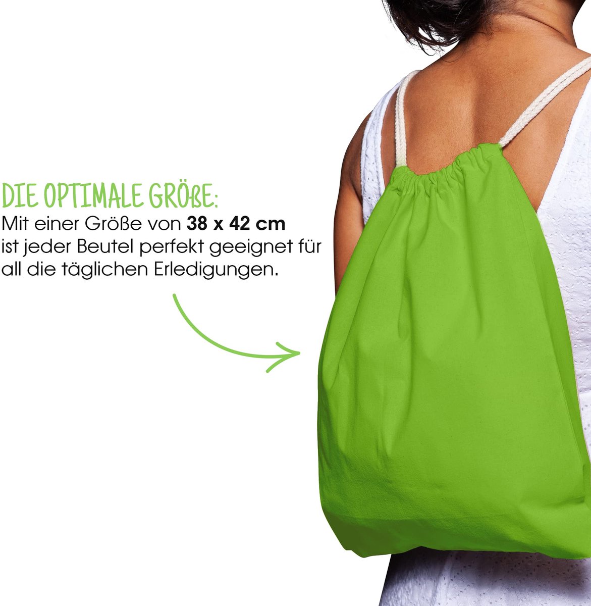 Katoenen sporttas 1 stuk 38 x 42 cm sporttas - rugzak stoffen tas - ShopVlot