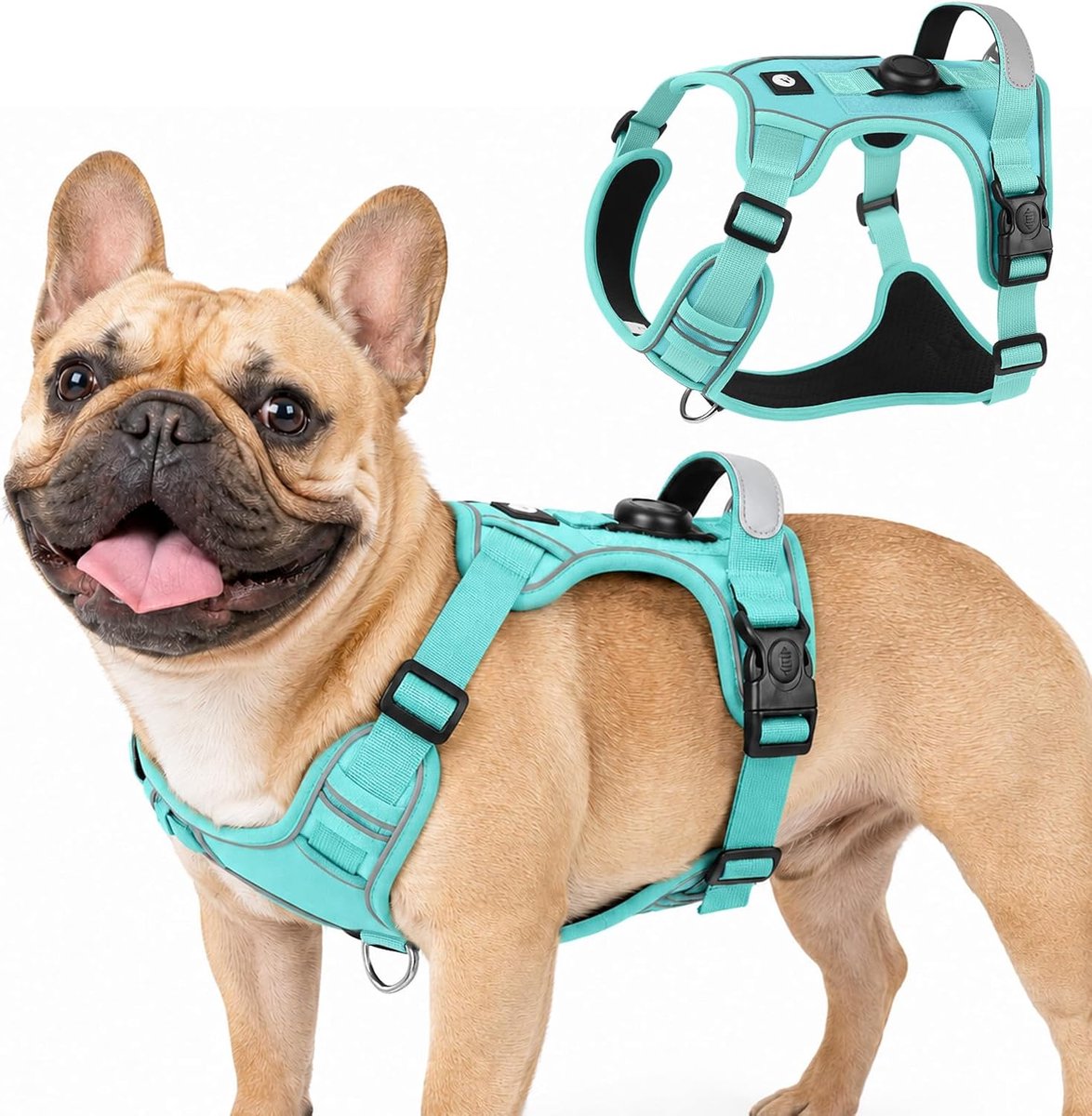 No Pull Dog Harness with AirTag Holder, Adjustable No Pull Padded Dog Harness with Front Clip, Reflective Pet Harness - ShopVlot