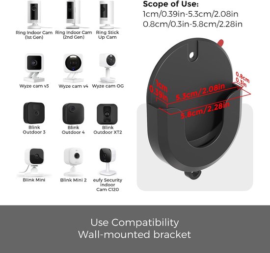 honecumi Ring camerahouder zonder boren, 2-pack zelfklevende camera muurbeugel compatibel met Ring Indoor Cam 1e/2e - ShopVlot — afbeelding 5
