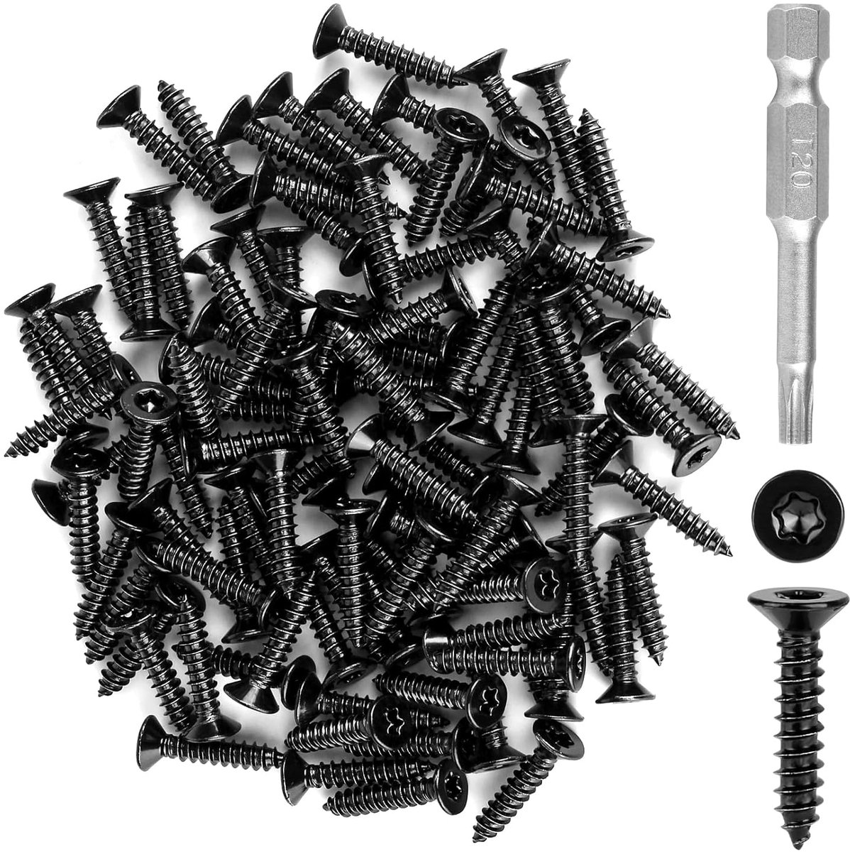 150pcs Torx Wood Screws, Stainless Steel Screws Black, M3*10mm Countersunk Head Plate Screws, Universal Self Drilling - ShopVlot