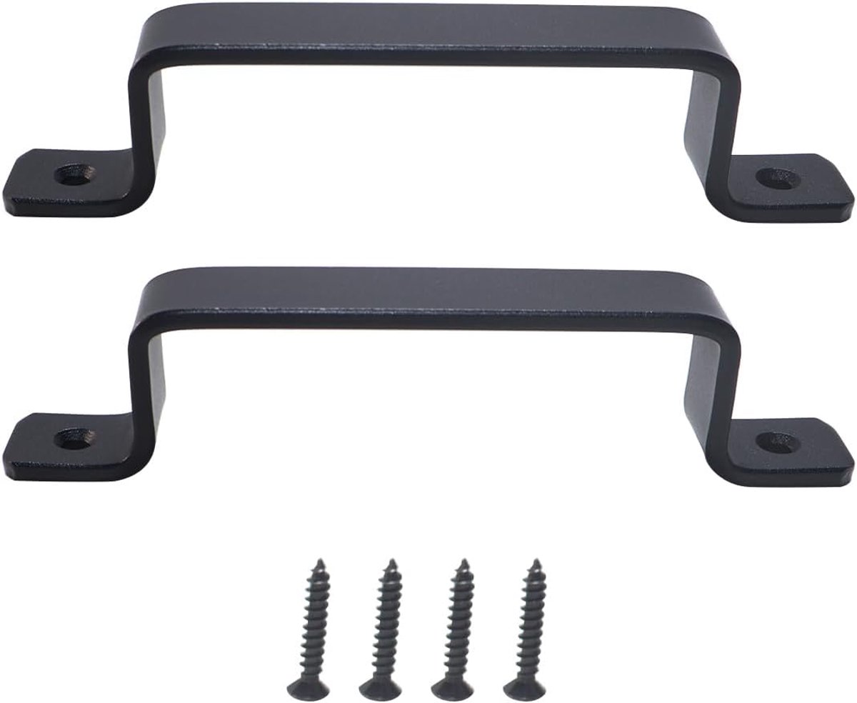 Sylen 2 Pack Heavy Duty Schuurdeurgreep Zwart IJzeren Schuifpoort Pull 19cm - ShopVlot