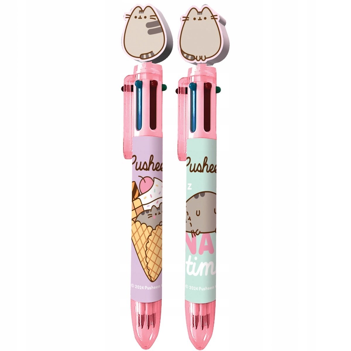 2x Pusheen Pen - 6 Kleuren, Kattenmotief, Vrolijke Kleuren
