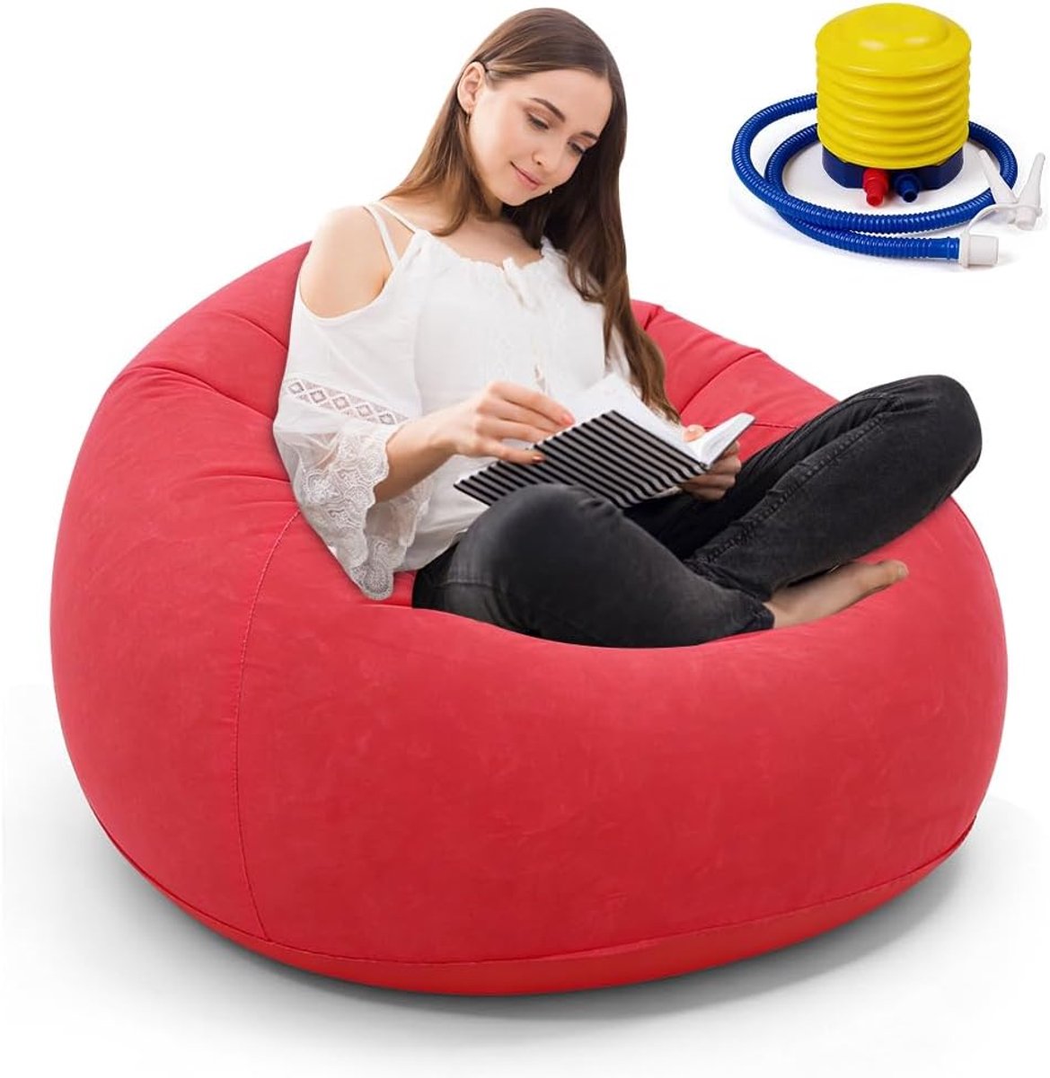 PVC Inflatable Sofa – Bean Bag for Single Sofa, Folding Outdoor Bean Bag, Inflatable Ball Chair, Lightweight Lounge - ShopVlot
