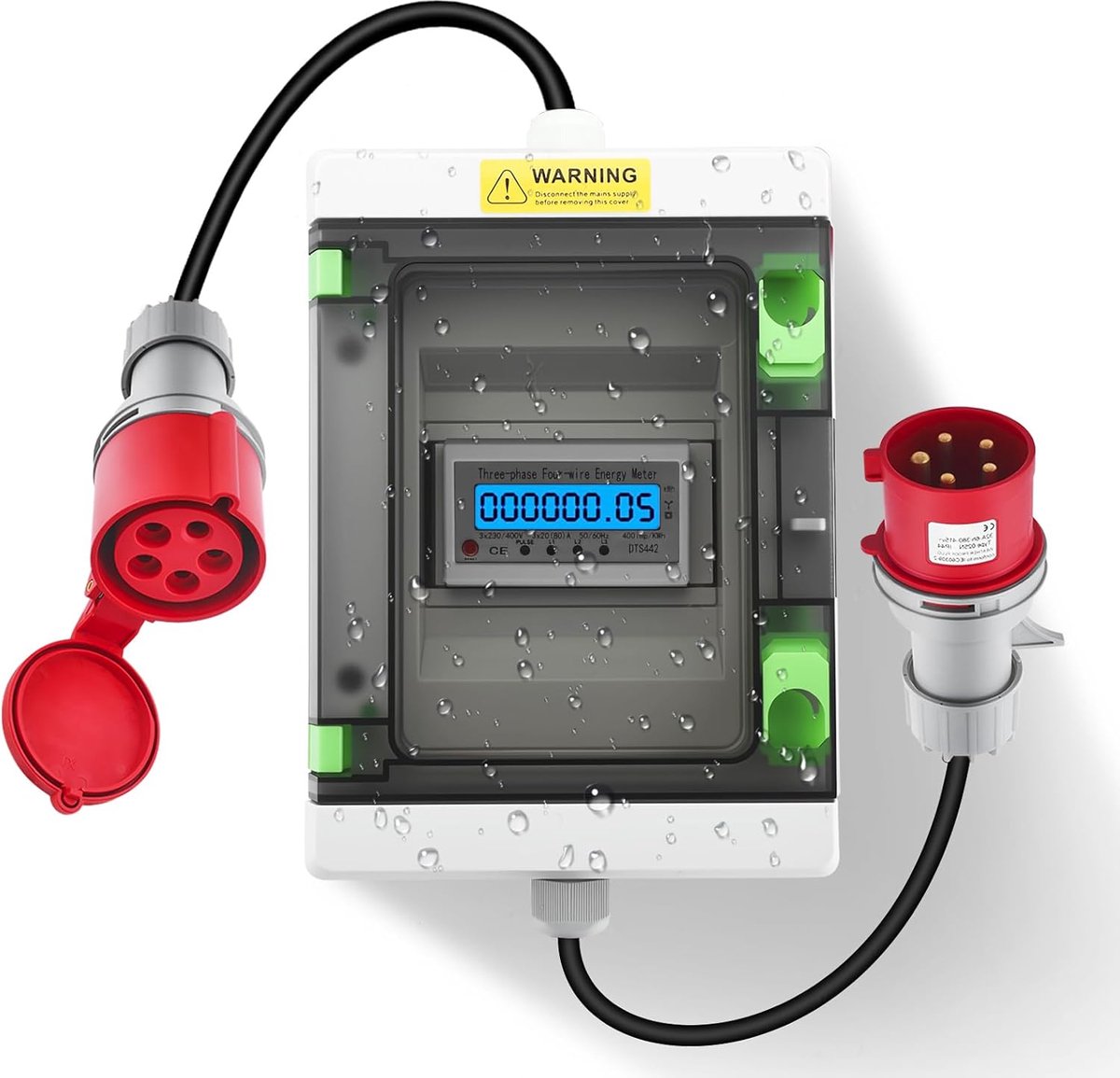 Mobile Flow Meter 3 Phases, 16A 380V Mobile Digital Counter with CEE Plug and Coupler, Digital Intermediate Meter with - ShopVlot