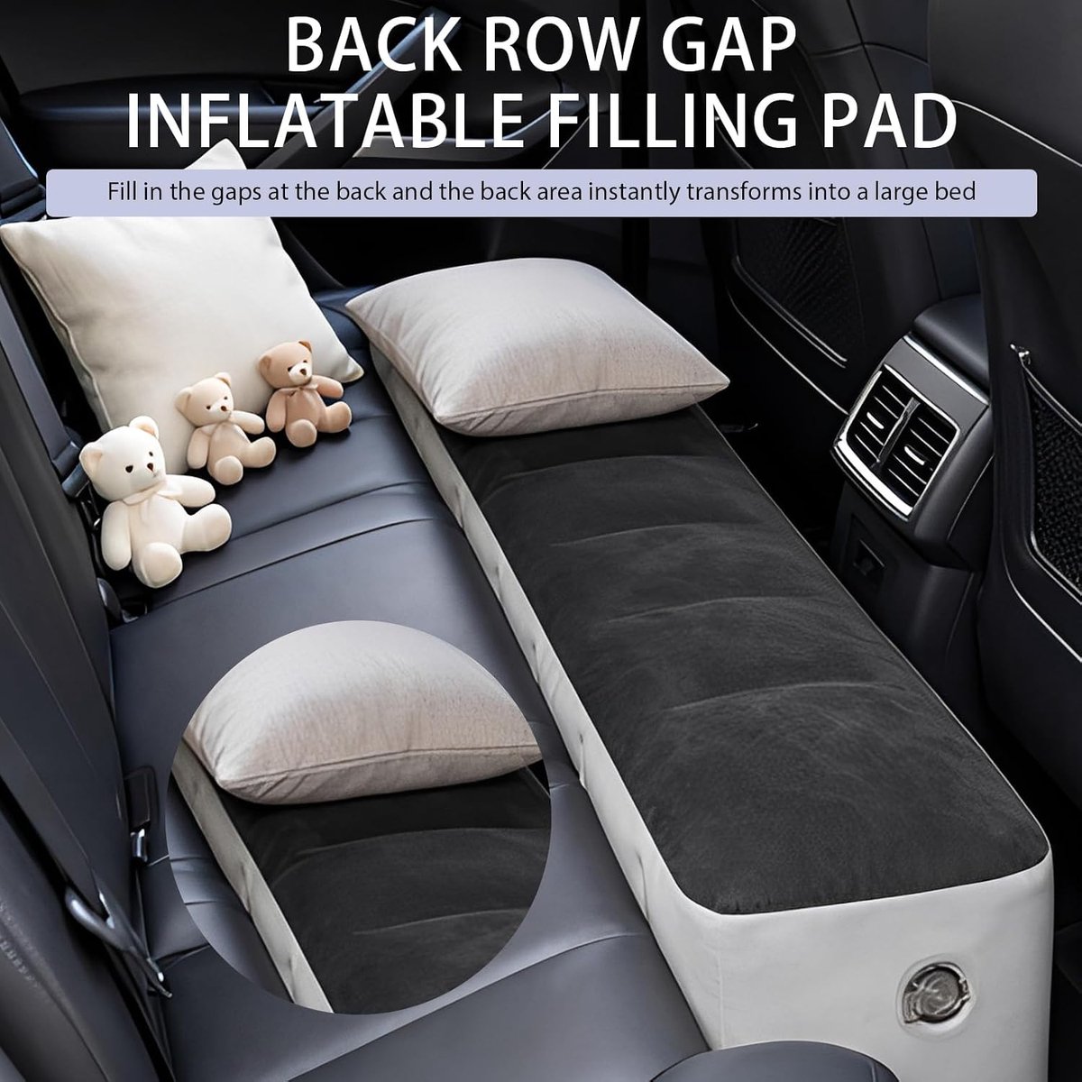 Automatras, luchtmatras, opblaasbaar, achterbank, luchtbed, kussen, auto-campingaccessoires, auto-opblaasbaar bed met - ShopVlot