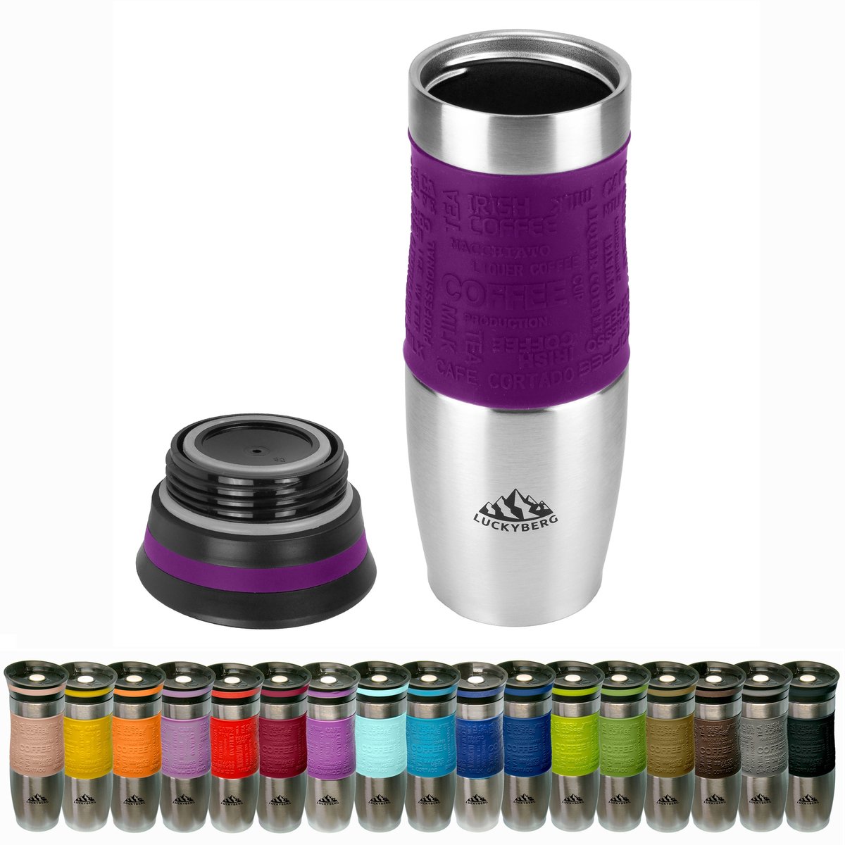 Luckyberg Thermosbeker 480ml - RVS, 6u Warm, 8u Koud, Lekvrij