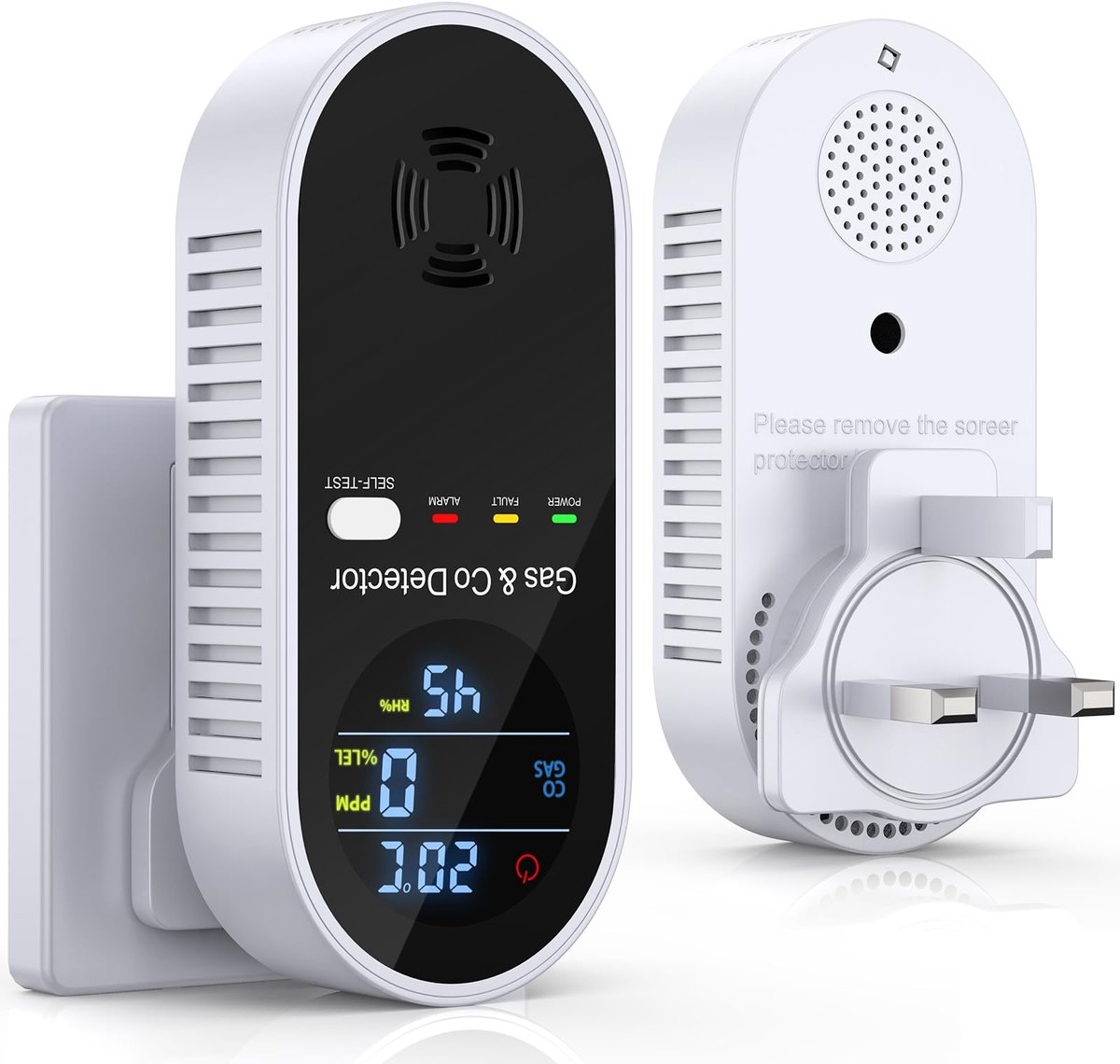 Koolmonoxidemelder, 4-in-1 CO-detector met temperatuur- en vochtigheidsmonitor, propaan, methaan en brandbaar - ShopVlot