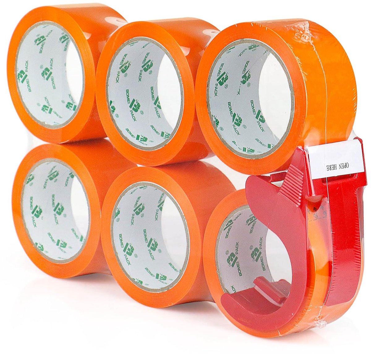 BOMEI PACK 6 rollen pakketplakband, plakband, 66 m x 48 mm, oranje, set van 6, voor pakketten, verhuisdozen en - ShopVlot