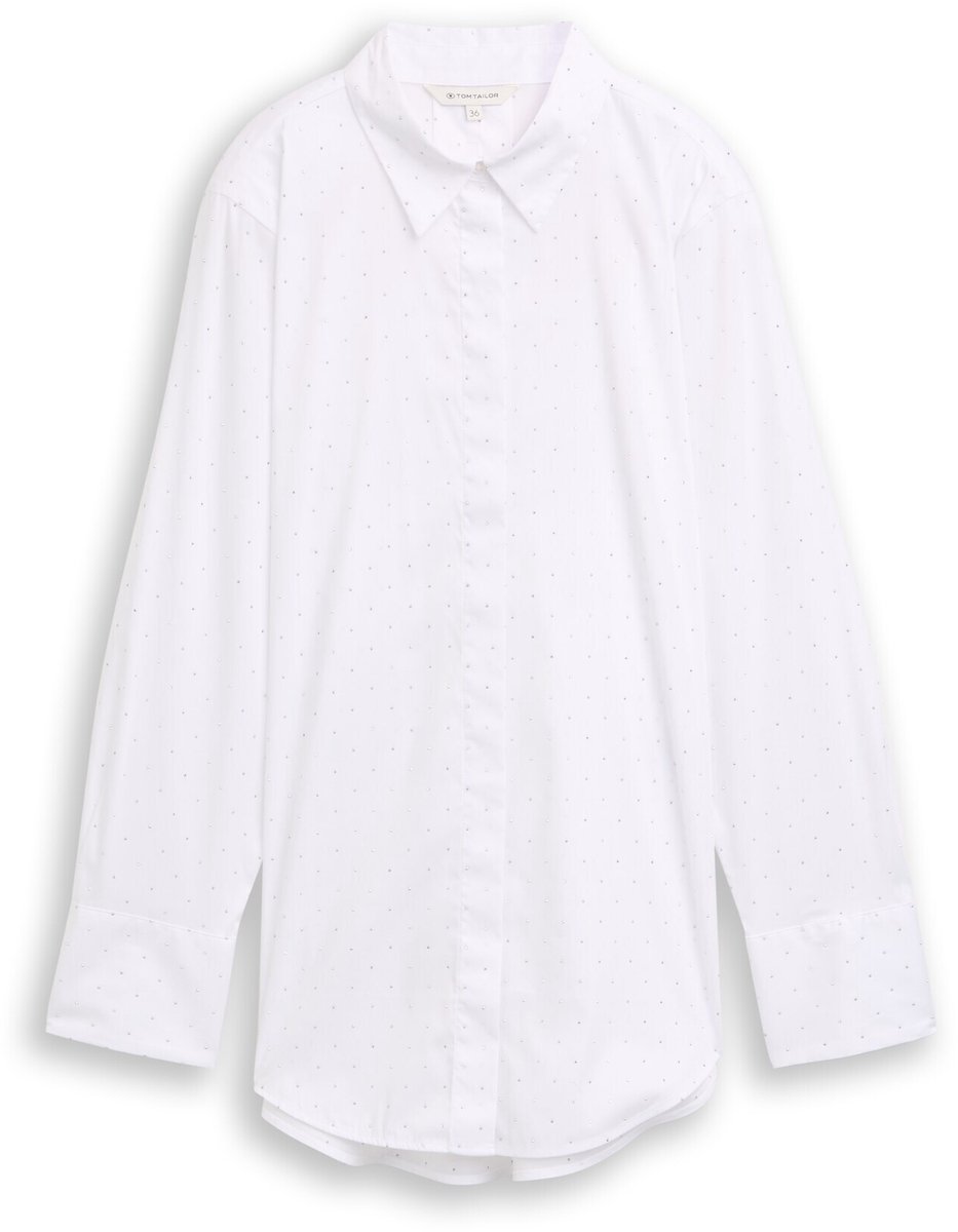 Tom Tailor - Losvallende blouse met strasssteentjes - Maat 34 - stones on solid