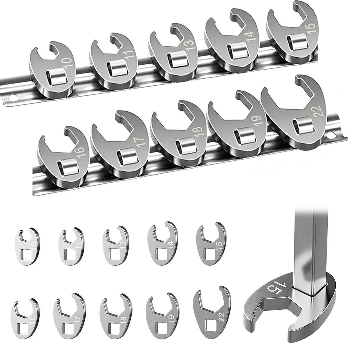10-Piece Faucet Foot Wrench Set with 3/8 Inch Drive, 10-22mm - ShopVlot