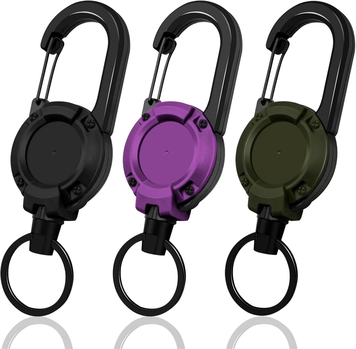 JoJo Extendable Key Chain 3 Pieces Retractable Key Chain with 60 cm Steel Wire ID Card Holder Extendable with Carabiner - ShopVlot